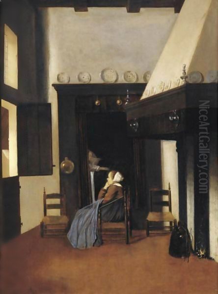 Interior with Seated Woman by Jacobus Vrel