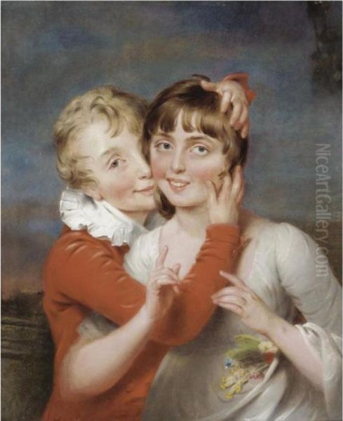 Portrait Of Isabella And Charles Downman by John Downman