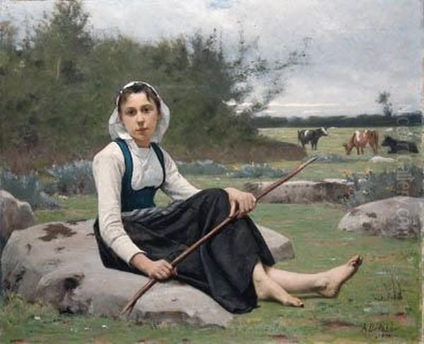 Shepherdess by Francois Alfred Delobbe