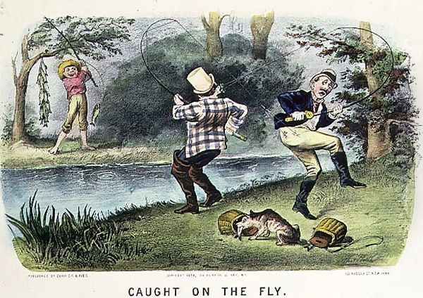 Caught on the Fly, pub. by Currier and Ives, New York, 1879 by Thomas Worth