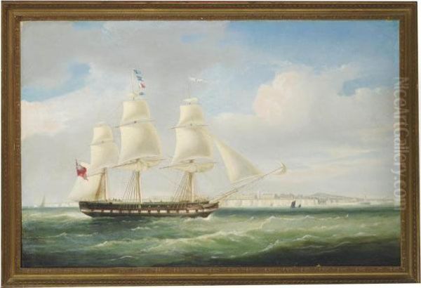 The 'licensed' East Indiaman 
Palmyra 
 'showing Her Number' As She Passes Margate by William Huggins