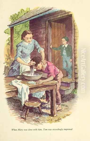 When Mary was done with him, Tom was exceedingly improved', illustration from 'The Adventures of Tom Sawyer by Mark Twain (1835-1910) by Geoffrey Whittam