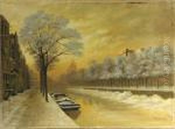 Winters Stadsgezicht by Johannes Christiaan Karel Klinkenberg