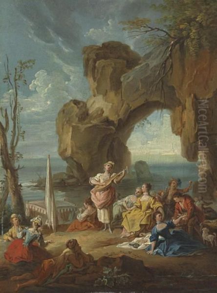 An Elegant Company By The Shore by Charles Francois Lacroix de Marseille