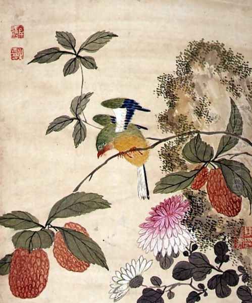 One of a series of paintings of birds and fruit, late 19th century 7 by Guoche Wang