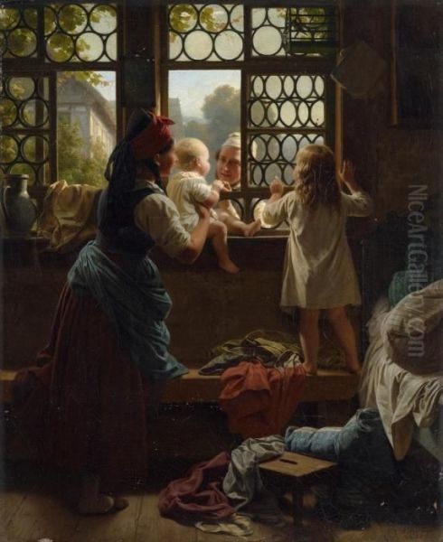 Guten Morgen Vater by Friedrich Edouard Meyerheim