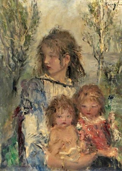 Mother And Children by Aurel Naray