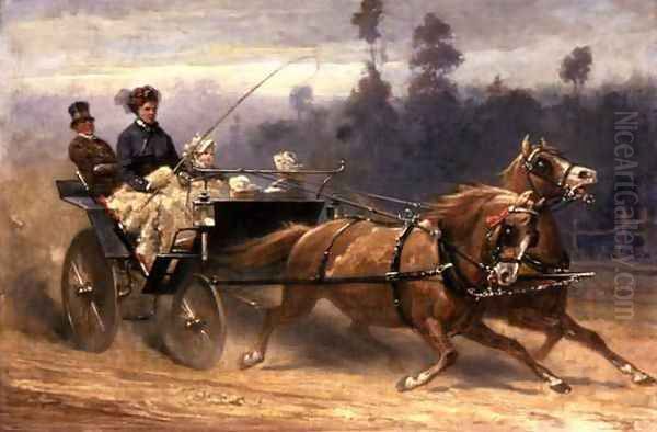 Madame Celestine Nichols Driving in Richmond Park with Her Grandchildren, 1879 by Adam Wray