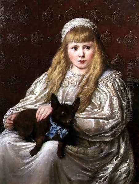 Portrait of a Young Girl with a Dog by Charlotte Wylie