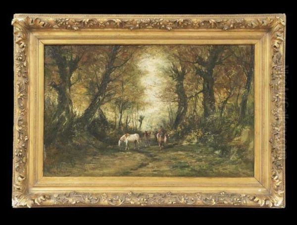 Wooded Landscape With A Horseman by Henry Schouten