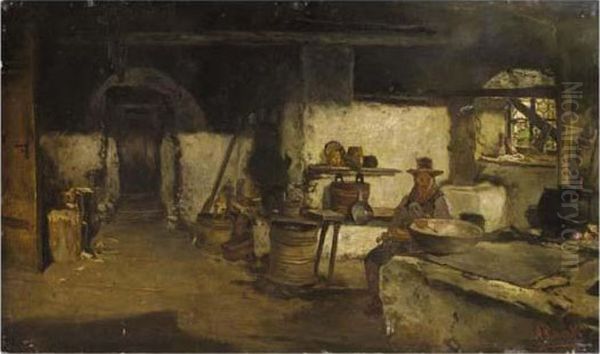 A Farmer's Kitchen In Pinzgau, Austria by Anton Schrodl