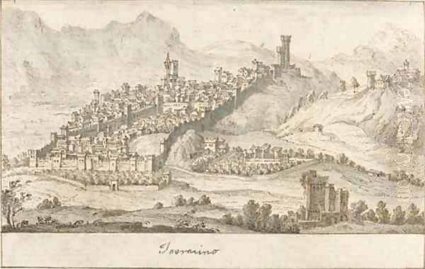 View of Terracina, with the monastery of Sant'Angelo to the right by Francesco Zucchi or Zucco