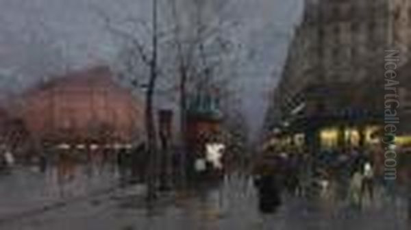 Le Boulevard Des Capucines, Paris by Eugene Galien-Laloue