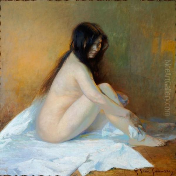 A Sitting Female Nude by Alexandre Claude L. Lavalley