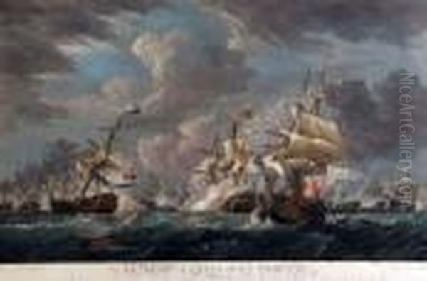 The Battle Of Camperdown Fought Oil Painting - Thomas Whitcombe