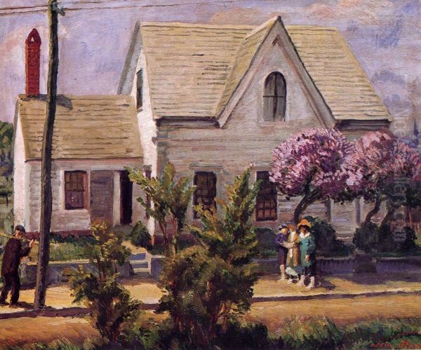 Street, Lilacs, Noon Sun by John Sloan