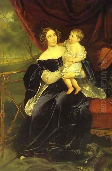 Portraitof Countess O I Orlova Davydova and Her Daughter by Jules-Elie Delaunay