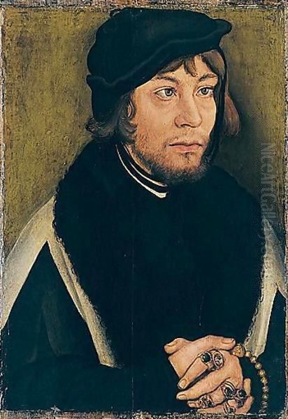 Portrait Of The Margrave Of Brandenburg-Ansbach, Grand Master Of The Teutonic Order, And Later Duke Of Prussia by Lucas The Elder Cranach