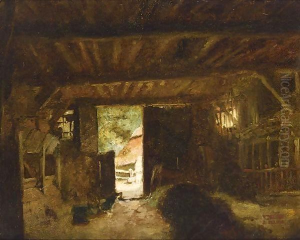 A Barn Interior by Jacob Henricus Maris