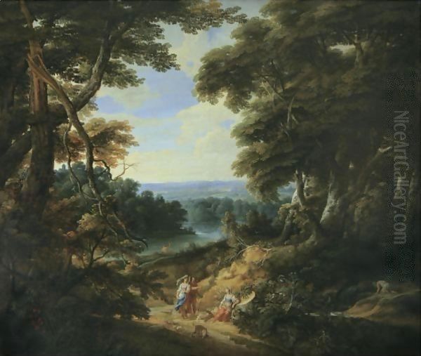 Landscape With A Castle And Figures by Jaques D'Arthois