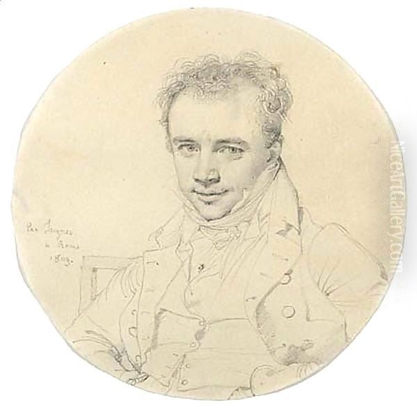 Portrait Du Sculpteur Henri-joseph Rutxhiel by Jean Auguste Dominique Ingres