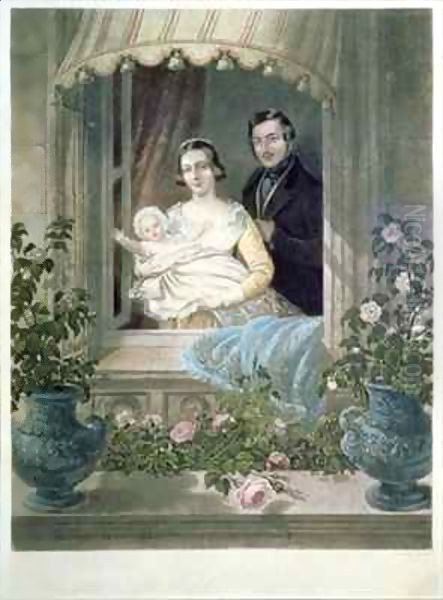 Queen Victoria, Prince Albert and baby at Windsor Castle by Siegfried Detler Bendixen