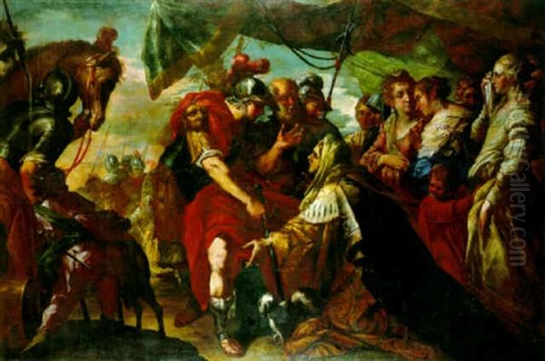 Coriolanus Persuaded By His Family To Raise The Siege Of Rome by Filippo Abbiati