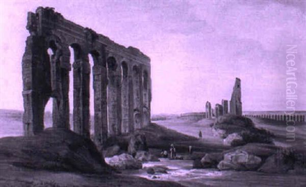 Aquaducts In The Roman Campagna by Jodocus Sebastiaen van den Abeele