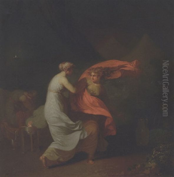 Scene Fra Fjerde Akt Af Voltaires Le Triumvirat, Forestillende Julia Og Fulvia by Nicolaj-Abraham Abilgaard