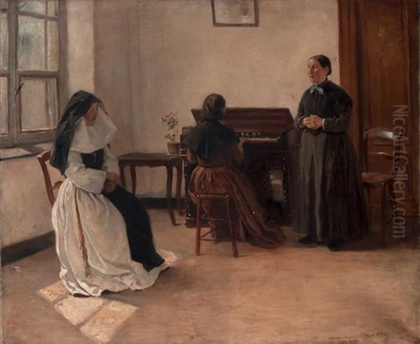 La Lecon De Piano by Leon Eugene August Abry