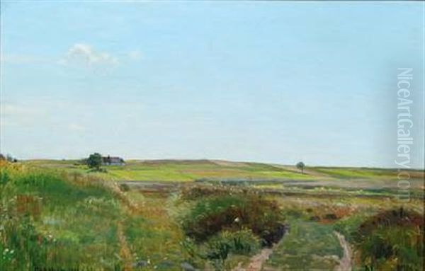 Danish Summer Landscape With Blue Sky by Georg Nicolaj Achen