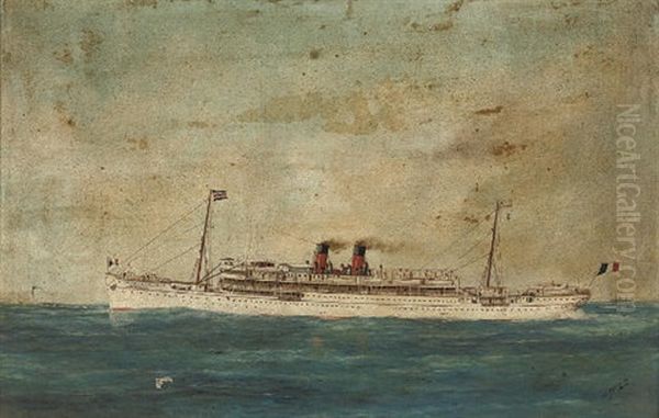 The French Liner "guadeloupe" At Sea by Edouard Adam