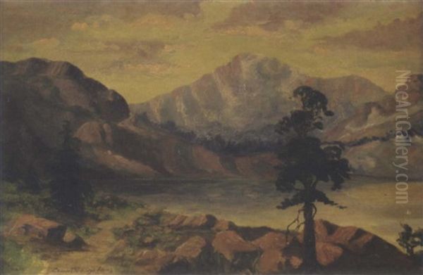 Landscape With Mountain And Lake by Charles Partridge Adams