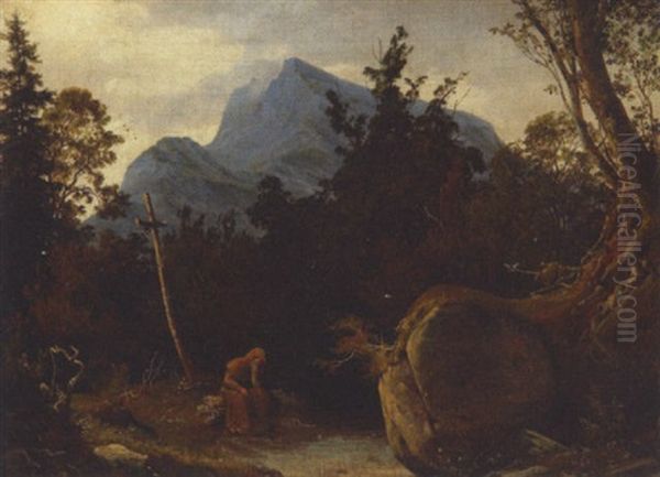 Gebirgslandschaft Mit Monch by August Wilhelm Julius Ahlborn