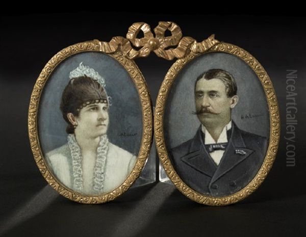 Miniature Portrait Of A Man And Wife by Alexandre Alaux