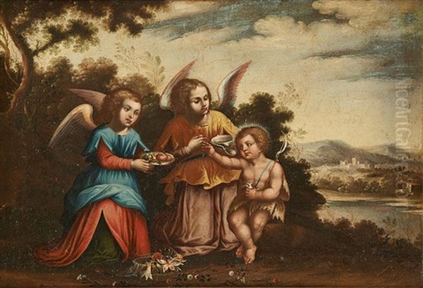 Saint Jean Baptiste Et Les Anges by Francesco Albani