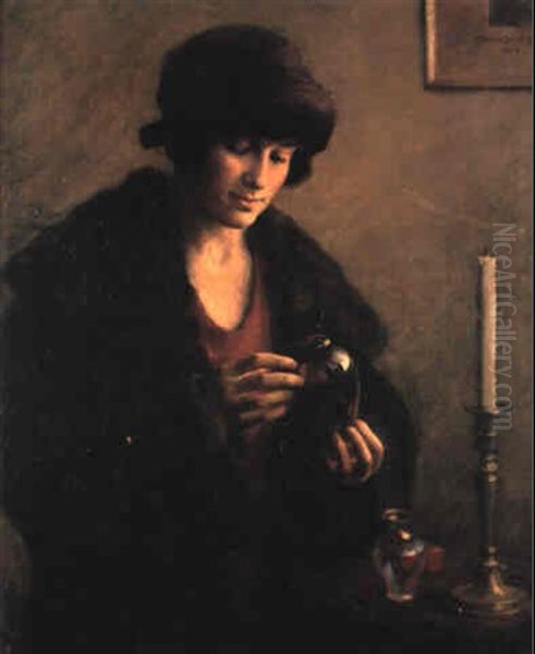 Young Woman Looking At A Glass Vase by Marion Boyd Allen