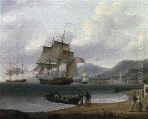 The Sailor's Farewell; A Sloop Making Ready For Sea, Thought To Be From Port Ballantyne, Isle Of Bute by William Anderson