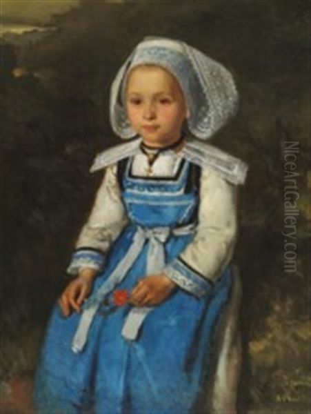 A Little Breton Girl by Hermanus-Franciscus van den Anker