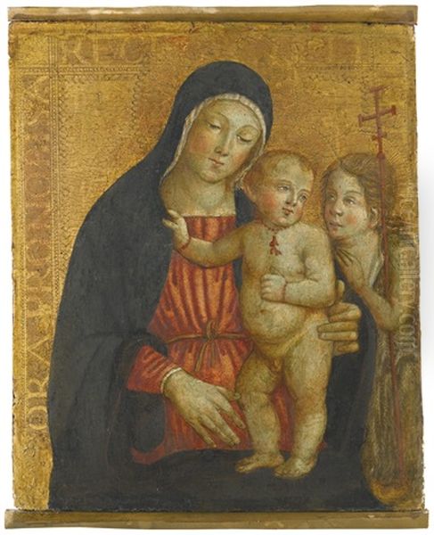 Madonna And Child With The Infant Saint John The Baptist by Romano Antoniazzo