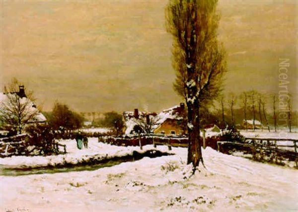 Village In The Snow by Louis Apol