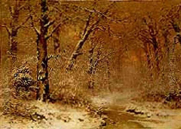 A Forest In Winter, Sunset by Louis Apol