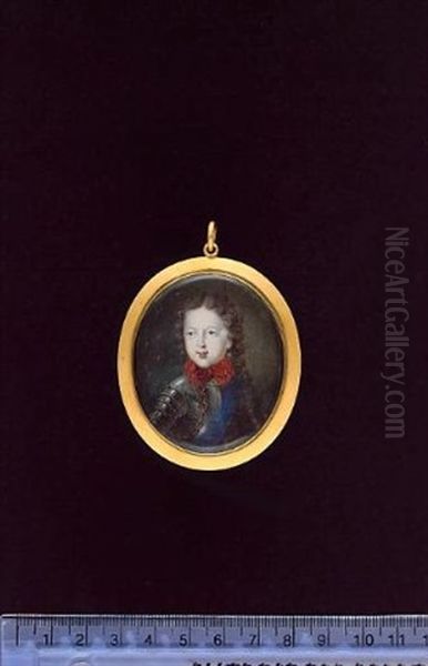 Prince James Francis Edward Stuart, The Old Pretender, As A Child, Wearing Armour, The Blue Sash Of The Garter And A Red Bow At His Neck, His Hair Worn Long And Curled by Jacques-Antoine Arlaud