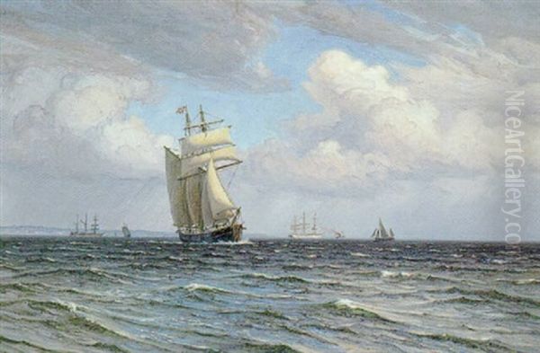 Marine Med Flere Skibe, Oresund by Vilhelm Karl Ferdinand Arnesen