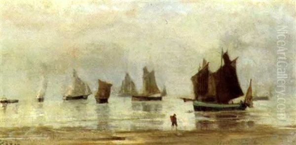 Bateux De Peche En Mer by Louis Artan De Saint-Martin