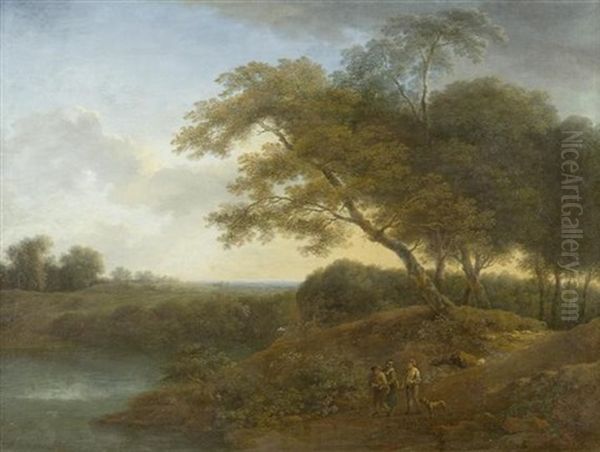 Drei Wanderer Am Waldrand by Jacques d' Arthois