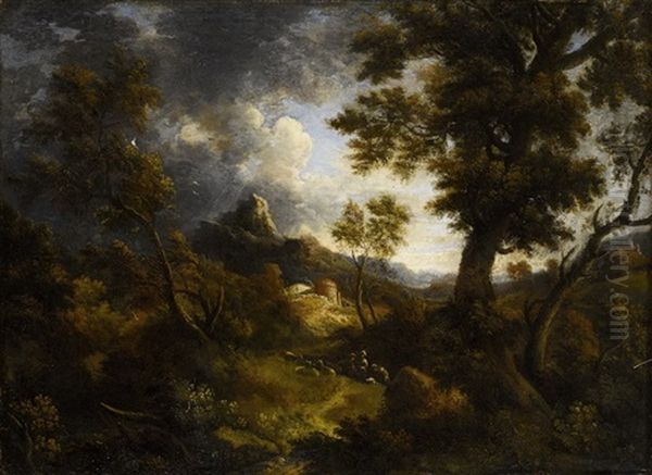 Bewaldete Landschaft Mit Hirten by Jacques d' Arthois