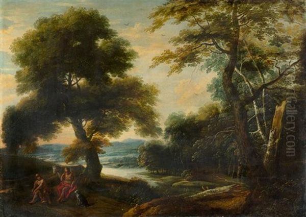 Bewaldete Flusslandschaft Mit Merkur Und Argus by Jacques d' Arthois