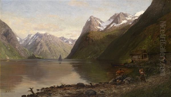 Norwegische Fjordlandschaft by Anders Monsen Askevold