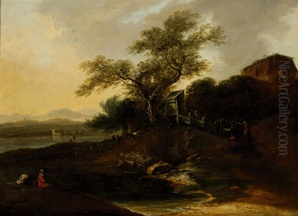 Figures In A Wide Landscape With Hills by Jan Asselijn